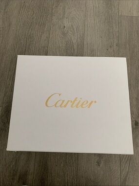 Cartier White Gift/Dust/Storage Box with Gold Script Logo sz 13/10.5/6